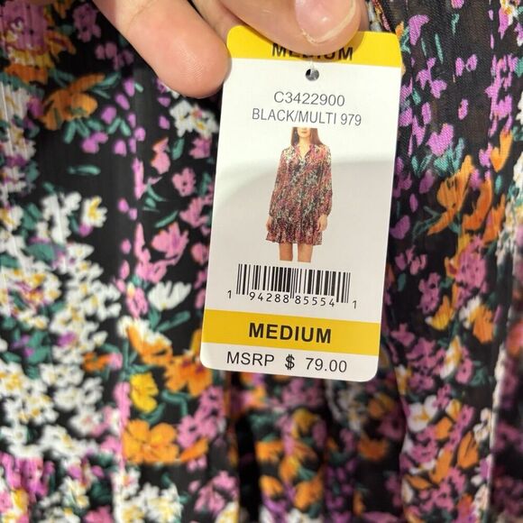 NWT Vince Camuto Tiered Floral Boho Mini Dress Size Medium Festival Concert - Picture 4 of 7